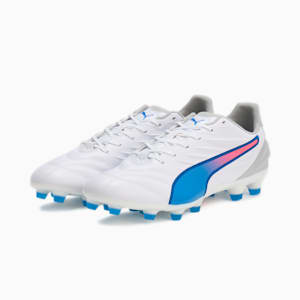 メンズ キング プロ HG サッカースパイク, PUMA White-Bluemazing-Flat Light Gray, extralarge-JPN