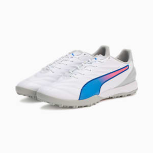 メンズ キング プロ TT サッカー トレーニングシューズ, PUMA White-Bluemazing-Flat Light Gray, extralarge-JPN