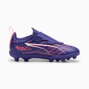 ULTRA 5 PLAY Firm Ground/Artificial Ground RB Kids' Soccer Cleats, Lapis Lazuli-PUMA White-Sunset Glow, extralarge