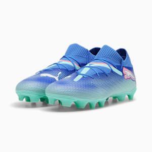 Tacos de fútbol FUTURE 7 PLAY FG/AG, Bluemazing-PUMA White-Electric Peppermint, extralarge