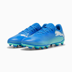 FUTURE 7 PLAY FG/AG Men's Football Boots, Hyperlink Blue-Mint-PUMA White, extralarge-IND