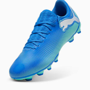 FUTURE 7 PLAY FG/AG Men's Football Boots, Hyperlink Blue-Mint-PUMA White, extralarge-IND