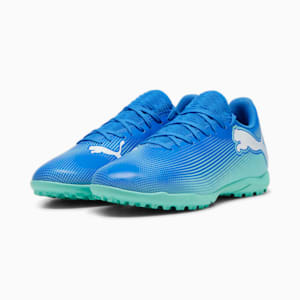 FUTURE 7 PLAY TT Men's Football Boots, Hyperlink Blue-Mint-PUMA White, extralarge-IND