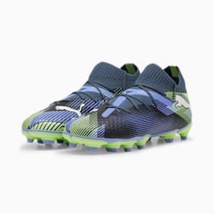 Tacos de fútbol juvenil FUTURE 7 PRO FG/AG, Gray Skies-PUMA White-Fizzy Apple, extralarge