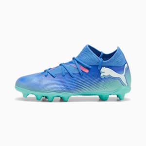 FUTURE 7 MATCH Firm Ground/Artificial Ground Big Kids' Soccer Cleats, Bluemazing-PUMA White-Electric Peppermint, extralarge