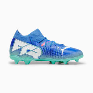 Tacos de fútbol juvenil FUTURE 7 MATCH FG/AG, Bluemazing-PUMA White-Electric Peppermint, extralarge