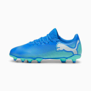 FUTURE 7 PLAY FG/AG Youth Football Boots, Hyperlink Blue-Mint-PUMA White, extralarge-IND