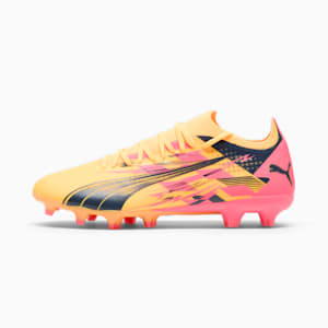 ULTRA MATCH Christian Pulisic CP Men's Soccer Firm Ground/Artificial Ground Cleats, Sun Stream-PUMA Navy-Sunset Glow, extralarge