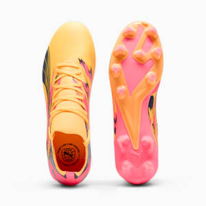 Tenis de fútbol para hombre PUMA x Christian Pulisic ULTRA MATCH para terreno firme/terreno artificial, Sun Stream-PUMA Navy-Sunset Glow, extralarge