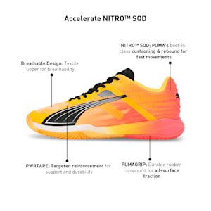 Accelerate NITRO™ SQD Unisex Indoor Court Shoes, Sun Stream-Sunset Glow-PUMA Black, extralarge-IND
