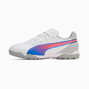 キッズ キング マッチ TT+ミッド サッカー トレーニングシューズ 20-24.5cm, PUMA White-Bluemazing-Flat Light Gray, extralarge-JPN