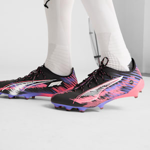 ULTRA 5 ULTIMATE F1® Firm Ground Men's Soccer Cleats, PUMA Black-PUMA White-Sunset Glow-Dark Amethyst, extralarge