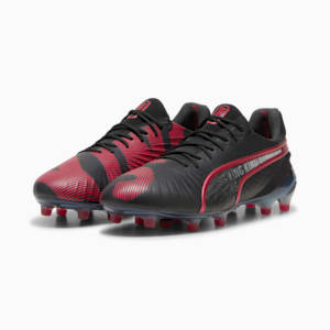 KING ULTIMATE Launch Edition Firm Ground/Artificial Ground Men's Soccer Cleats, PUMA Black-Rosso Corsa, extralarge