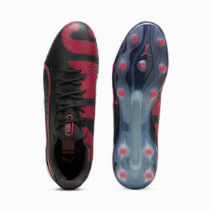 KING ULTIMATE Launch Edition Firm Ground/Artificial Ground Men's Soccer Cleats, PUMA Black-Rosso Corsa, extralarge