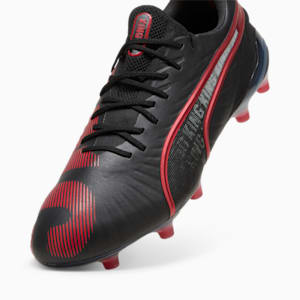 KING ULTIMATE Launch Edition Firm Ground/Artificial Ground Men's Soccer Cleats, PUMA Black-Rosso Corsa, extralarge