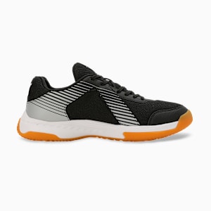 Badminton Smash Sprint Unisex Indoor Sports Shoes, PUMA Black-PUMA White-PUMA Silver, extralarge-IND