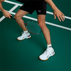 Badminton Smash Sprint Indoor Sports Shoes, PUMA White-PUMA Black, extralarge-IND
