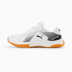 Badminton Smash Sprint Unisex Indoor Sports Shoes, PUMA White-PUMA Black, extralarge-IND