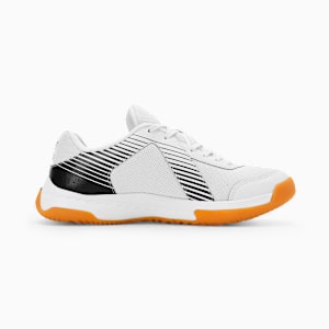 Badminton Smash Sprint Unisex Indoor Sports Shoes, PUMA White-PUMA Black, extralarge-IND