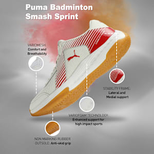 Badminton Smash Sprint Indoor Sports Shoes, Warm White-Chili Oil, extralarge-IND