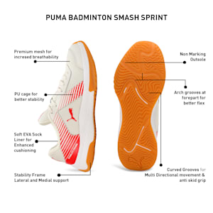 Badminton Smash Sprint Unisex Indoor Sports Shoes, Warm White-Chili Oil, extralarge-IND