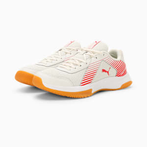 Badminton Smash Sprint Indoor Sports Shoes, Warm White-Chili Oil, extralarge-IND