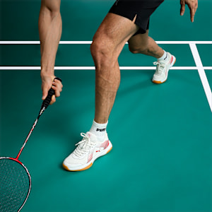 Badminton Smash Sprint Indoor Sports Shoes, Warm White-Chili Oil, extralarge-IND