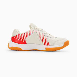 Badminton Smash Sprint Unisex Indoor Sports Shoes, Warm White-Chili Oil, extralarge-IND