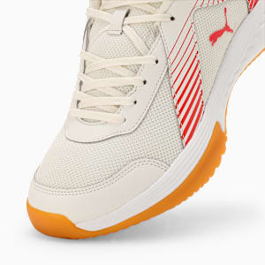 Badminton Smash Sprint Indoor Sports Shoes, Warm White-Chili Oil, extralarge-IND
