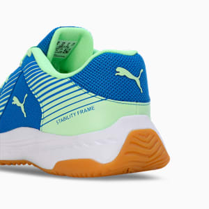 Badminton Smash Sprint Unisex Indoor Sports Shoes, Racing Blue-Speed Green-PUMA White, extralarge-IND