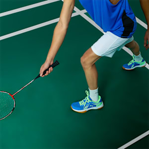 Badminton Smash Sprint Unisex Indoor Sports Shoes, Racing Blue-Speed Green-PUMA White, extralarge-IND