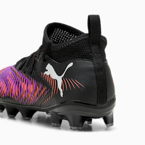Tacos de fútbol para niños grandes suelo firme/artificial FUTURE 8 MATCH, PUMA Black-PUMA White-Glowing Red, extralarge