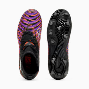 Tacos de fútbol para niños grandes suelo firme/artificial FUTURE 8 MATCH, PUMA Black-PUMA White-Glowing Red, extralarge