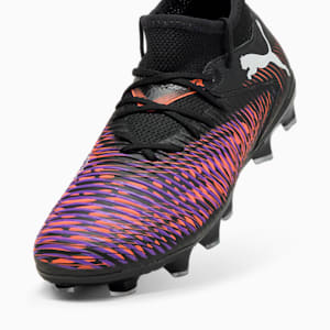 Tacos de fútbol para niños grandes suelo firme/artificial FUTURE 8 MATCH, PUMA Black-PUMA White-Glowing Red, extralarge