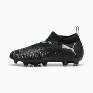 Tacos de fútbol para niños grandes suelo firme/artificial FUTURE 8 MATCH, PUMA Black-Cool Light Gray-Fluo Green, extralarge