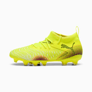 FUTURE 8 MATCH Firm Ground/Artificial Ground Big Kids' Soccer Cleats, Yellow Alert-PUMA Black-Sun Struck, extralarge