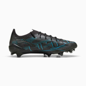 ULTRA 5 ULTIMATE Firm Ground Men's Soccer Cleats, PUMA Black-PUMA Silver-Bright Aqua, extralarge
