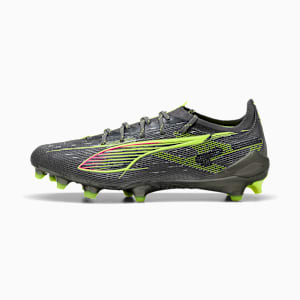 Tacos de fútbol para mujer ULTRA 5 ULTIMATE BRILLIANCE suelo firme, Matte Aged Silver-Yellow Alert-Sun Struck, extralarge
