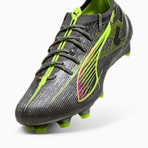 Tacos de fútbol para mujer ULTRA 5 ULTIMATE BRILLIANCE suelo firme, Matte Aged Silver-Yellow Alert-Sun Struck, extralarge