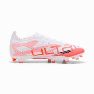 ULTRA 5 PRO Firm Ground/Artificial Ground Men's Soccer Cleats, PUMA White-PUMA Black-Glowing Red, extralarge