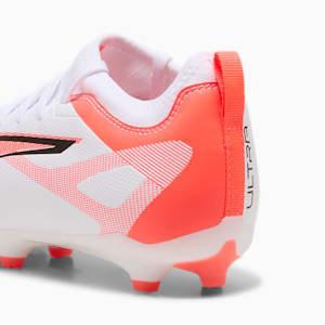 Tacos de fútbol para suelo firme/artificial para niños grandes ULTRA 5 MATCH, PUMA White-PUMA Black-Glowing Red, extralarge