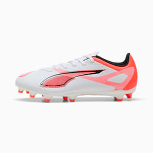 Tacos de fútbol FG/AG ULTRA 5 PLAY, PUMA White-PUMA Black-Glowing Red, extralarge