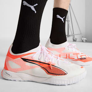 ULTRA 5 PRO CAGE Men's Soccer Cleats, PUMA White-PUMA Black-Glowing Red, extralarge
