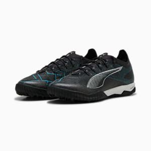 ULTRA 5 PRO CAGE Men's Soccer Cleats, PUMA Black-PUMA Silver-Bright Aqua, extralarge
