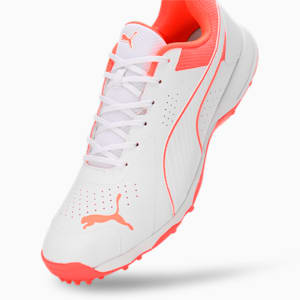 PUMA Cricket All-Rounder Unisex Shoes, PUMA White-Fiery Coral, extralarge-IND