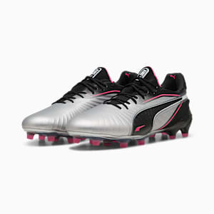 KING ULTIMATE Firm Ground/Artificial Ground Men's Soccer Cleats, PUMA Silver-PUMA Black-Sun Struck-PUMA White, extralarge