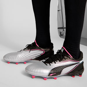 KING ULTIMATE Firm Ground/Artificial Ground Men's Soccer Cleats, PUMA Silver-PUMA Black-Sun Struck-PUMA White, extralarge