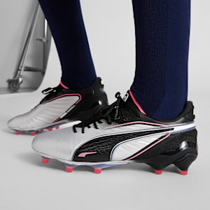 KING ULTIMATE Firm Ground/Artificial Ground Women's Soccer Cleats, PUMA Silver-PUMA Black-Sun Struck-PUMA White, extralarge
