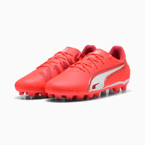 キッズ キング マッチ HG + ミッド サッカー スパイク 20-24cm, Glowing Red-PUMA White-Red Fire, extralarge-JPN