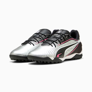 キッズ キング マッチ TT + ミッド サッカー トレーニングシューズ 20-24cm, PUMA Silver-PUMA Black-Sun Struck-PUMA White, extralarge-JPN